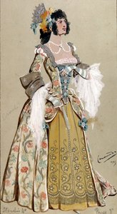 Kostymdesign för grevinnan Almaviva, från "The Marriage of Figaro", 1905